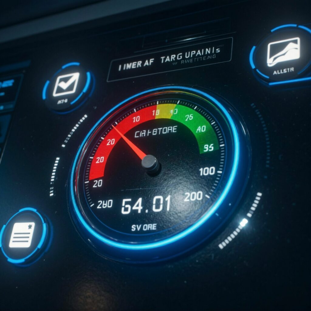Cinematic digital credit score improvement scene representing personal loans bad credit approval process for borrowers