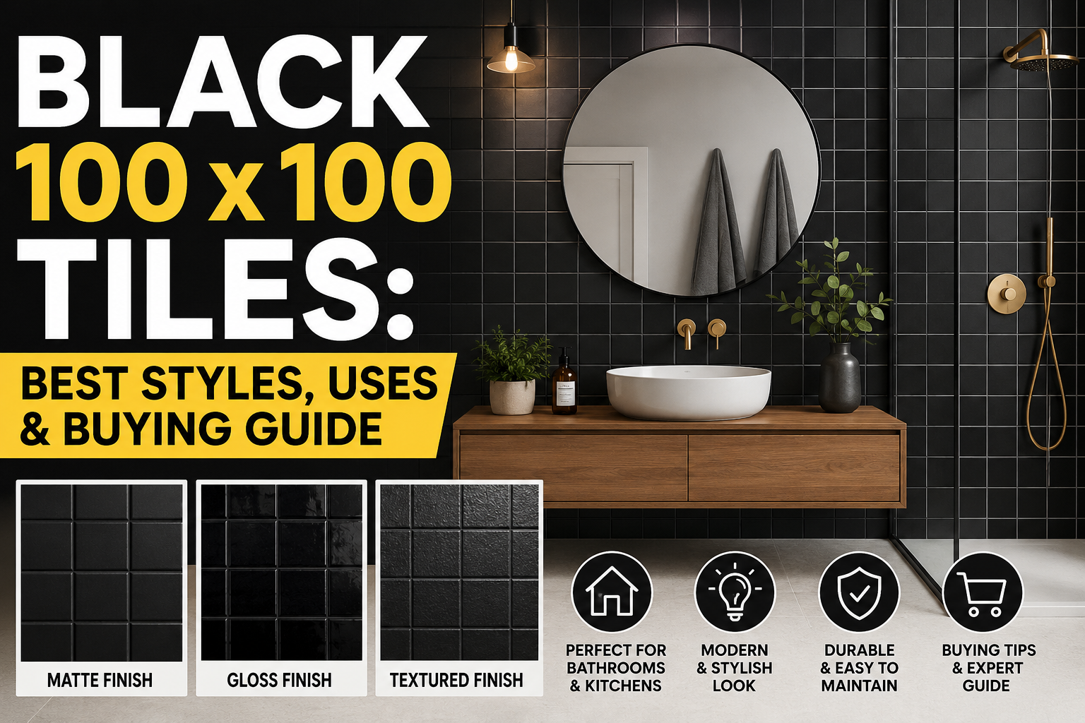 Black 100 x 100 Tiles: Best Styles, Uses & Buying Guide