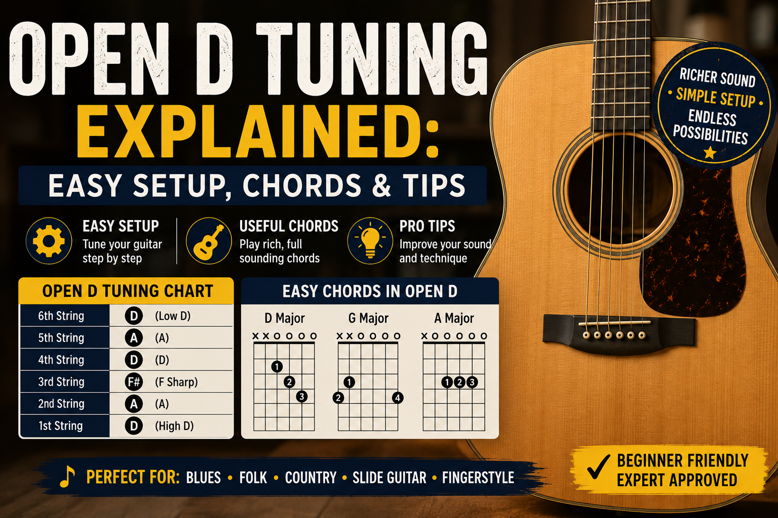 Open D Tuning Explained: Easy Setup, Chords & Tips